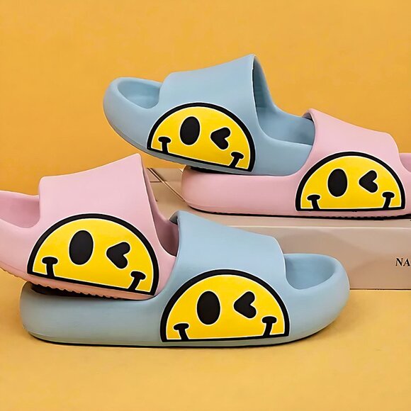 Kids' Pink Smiley Cushion Slides, Light, Non-Slip (Toddler & Big Kid) - Picture 6 of 6